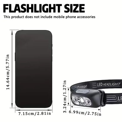 Strong Light Headlamp Portable LED Sensor Headlamp USB Rechargeable Head Flashlight Outdoor Camping Fishing Emergency Lantern