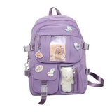 Students Backpack Large Capacity Grils Schoolbag Cartoon Korean Backpack Soild Color Travel