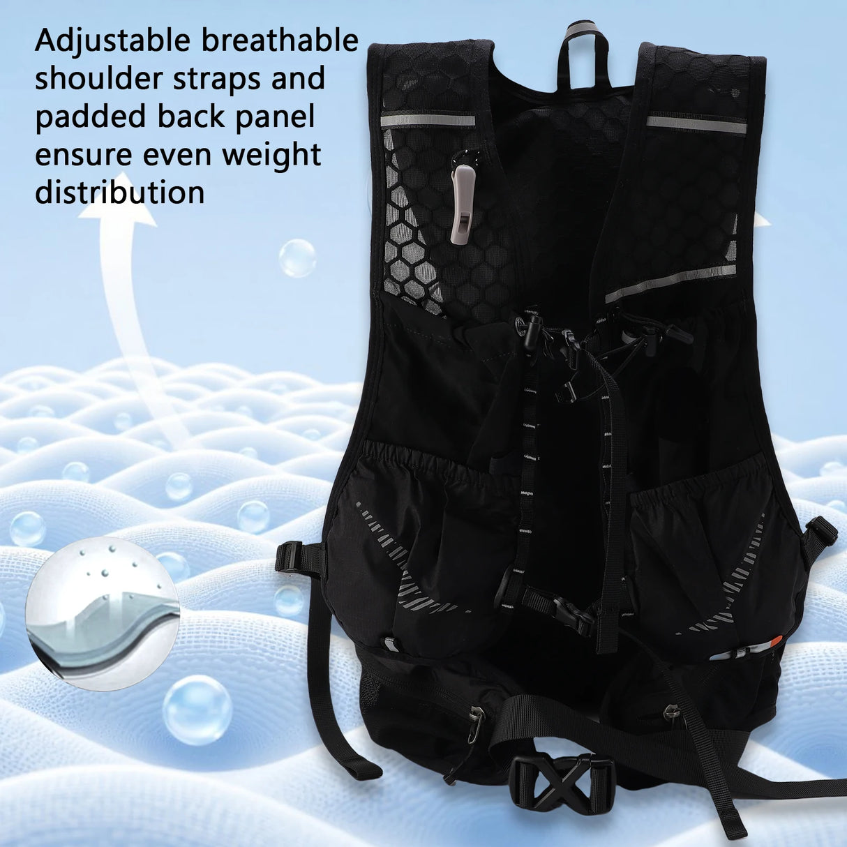 Hydration Backpack Breathable 20L Water Backpack with Multiple Pockets and Reflective Strip Multi-functional Hydration Pack