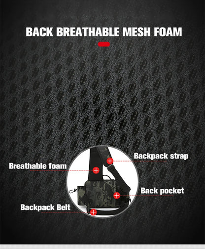 Fishing Tackle Sling Backpack with Rod Holder