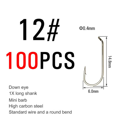 Vtwins 1X Long Shank Fly Tying Hooks (100 Pack)