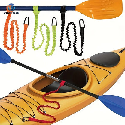 Reflective Elastic Kayak Paddle Leash – Coiled Safety Rope with Hooks for Canoe, Rowing & Boat Accessories