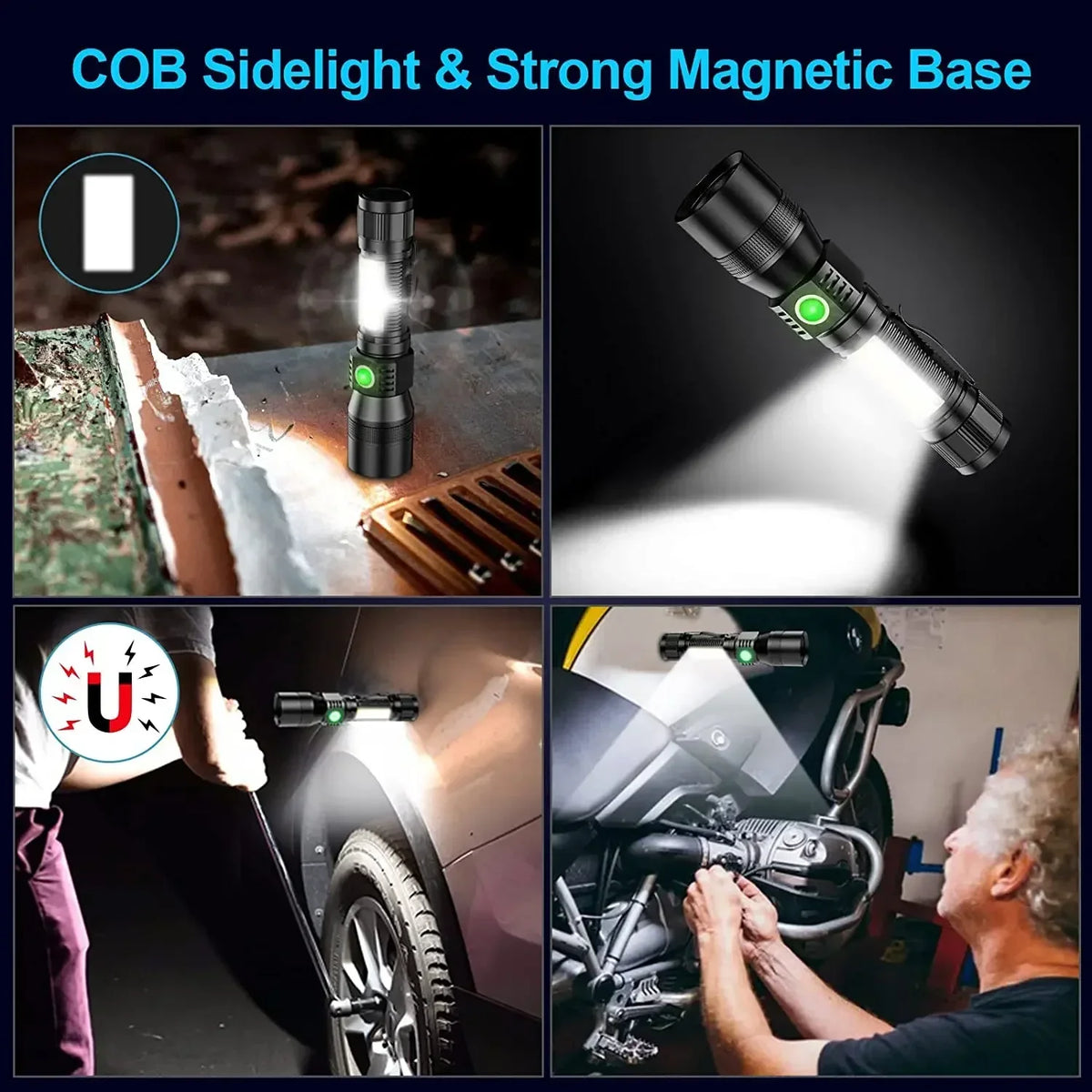 UV Light & Strong Light Flashlight USB Rechargeable Camping Lantern Pets Urine Stains Black Light Led Ultraviolet Torch Lamp