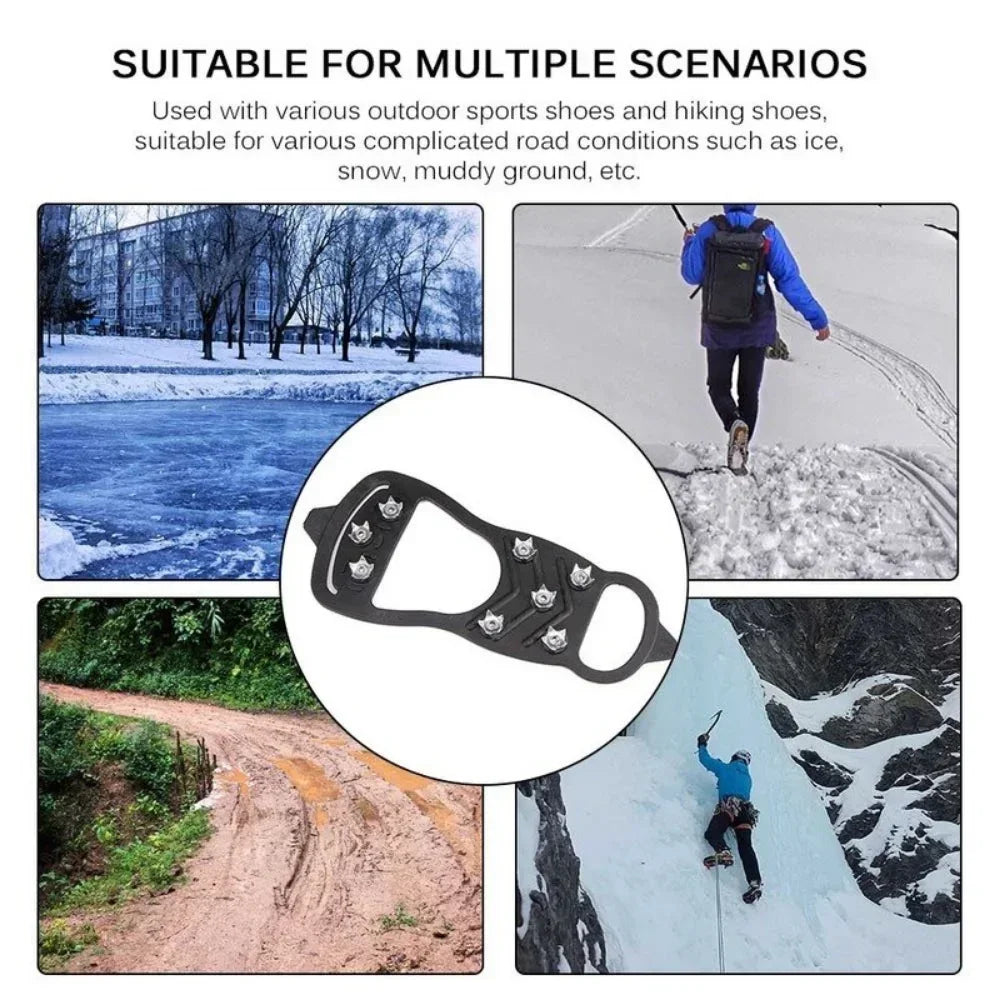 8 Teeth Ice Gripper Spike for Shoes Climbing Crampons Anti-Skid Ice Hiking Mountain  Ice Snow Crampons Anti-slip Shoe Covers