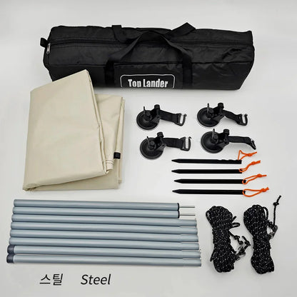 SUV Car Side Awning Tarp Black Coating Waterproof UV Protection Suction Cup Shelter Tent Camping Touring Outdoor Shade Manta Ray