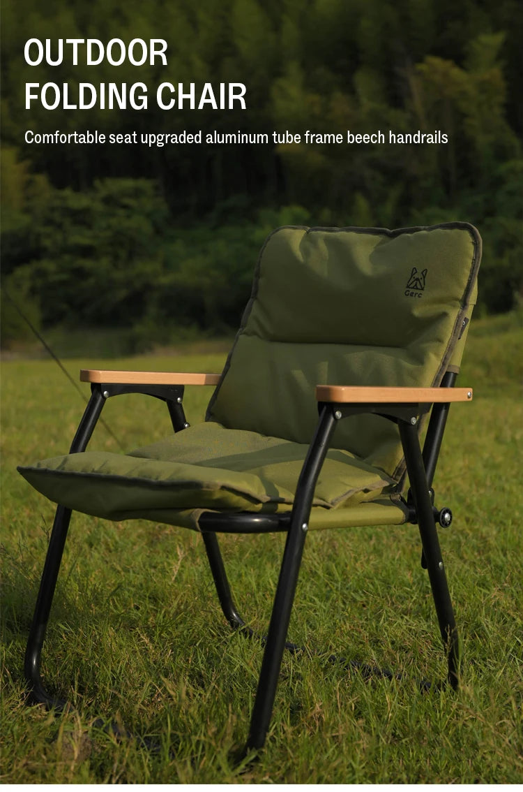 GERC Double Outdoor Aluminum Folding Chair Picnic Camping Portable Back Fishing Stool Kermit Chair