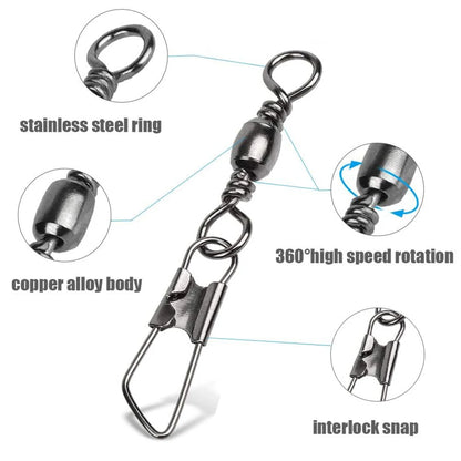 Stainless Steel Snap Swivels (50 Pack)