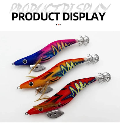 ShareShark 5Pcs/Set Luminous Squid Jig Hooks, 13.2cm 20g 3.5oz #   Shrimp Fishing Lures, Artificial Hard Prawn Bait for Fishing
