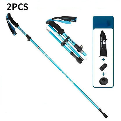 2PCS Trekking Poles Adjustable Ultralight Walking Sticks Alpenstock Outdoor Hiking-Climbing Mountaineering Sticks