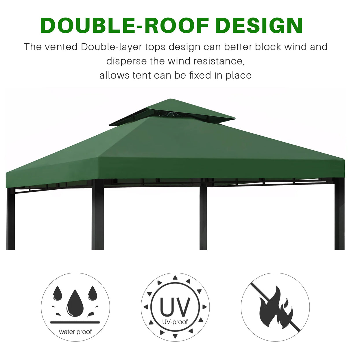 Grill Gazebo Replacement Canopy Roof, Outdoor BBQ Gazebo Top, Double Tiered Shelter Cover Roof ,for Yard Patio Garden Sunshade