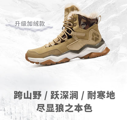RAX Hiking Boots Men Waterproof Winter Snow Boots Fur lining Lightweight Trekking Shoes Warm Outdoor Sneakers Mountain Boots Men