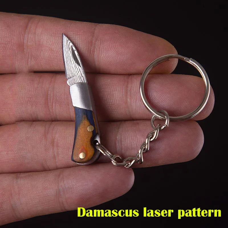 5cm Acrylic Mini Folding Knife Pendant Brass Wood Keychains Sharp Small Blade Portable Hanging Outdoor Camping Unboxing Knife