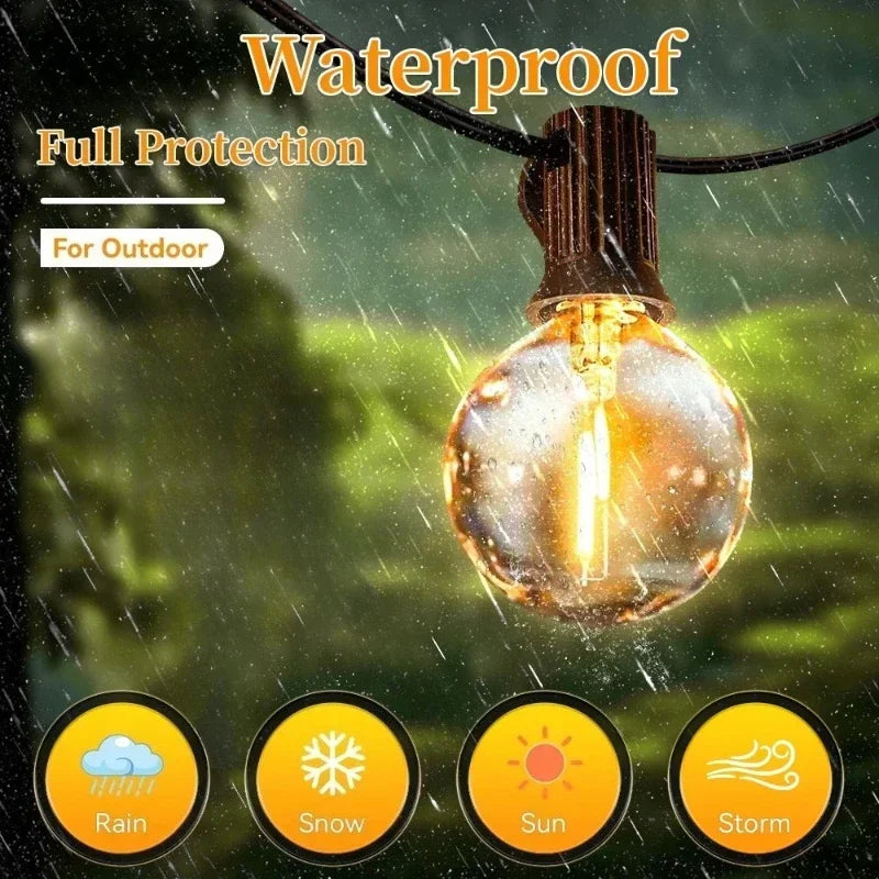 LED String Lights Bulbs 21Meter G40 Globe Lights Outdoor Garden Patio Waterproof Decoration Solar Power Garland Wedding Lighting