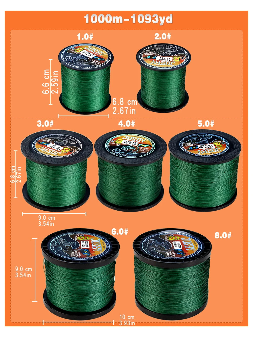 JOSBY 8-Strand PE Braided Line (100-1000m)