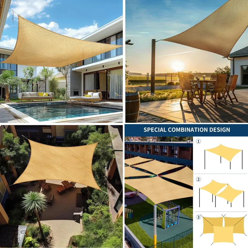 3.6/3/2M Square Shade Sails Waterproof Rectangle Canopy Sun Shelter for Patio Pergola Yard Backyard Cover Awning Cloth Screen