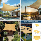 3.6/3/2M Square Shade Sails Waterproof Rectangle Canopy Sun Shelter for Patio Pergola Yard Backyard Cover Awning Cloth Screen