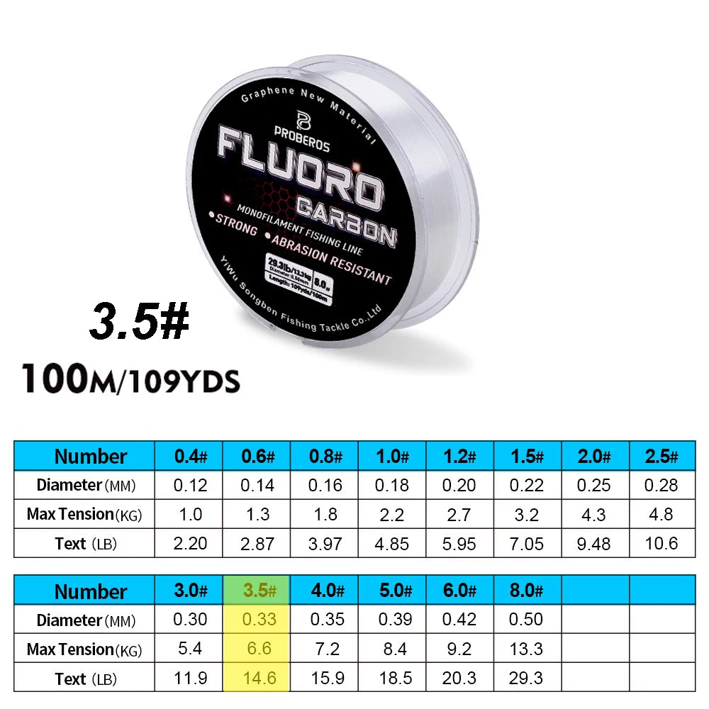 PRO BEROS Fluorocarbon Coated Line 100m (2.2-29.3 lb)