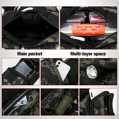 Fishing Tackle Sling Backpack with Rod Holder