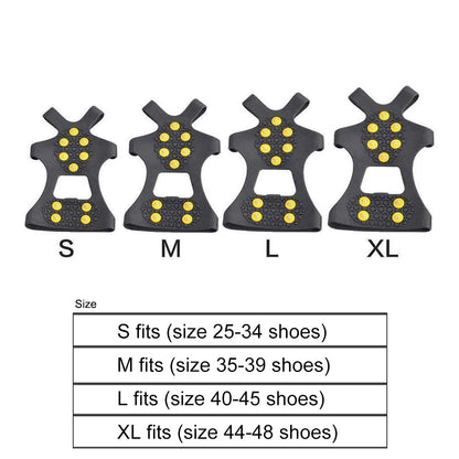 1Pair 10 Teeth Snow Ice Claw Climbing Anti-Slip Ice Grips Shoe Spikes Crampon Cleats Sport Shoes Cover for Walking Hiking Boots