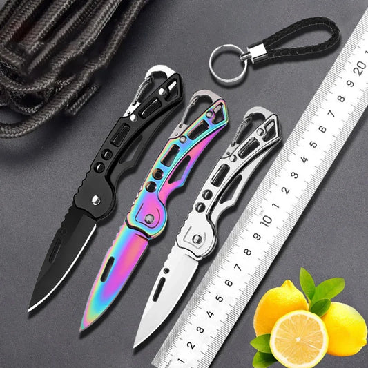 Stainless steel folding knife, survival knife, hunting knife, fruit knife, portable pocket knife for camping and outdoor fishing