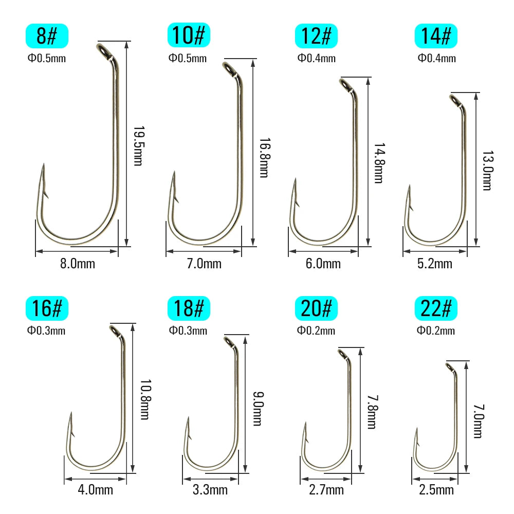 Vtwins 1X Long Shank Fly Tying Hooks (100 Pack)