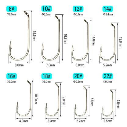 Vtwins 1X Long Shank Fly Tying Hooks (100 Pack)