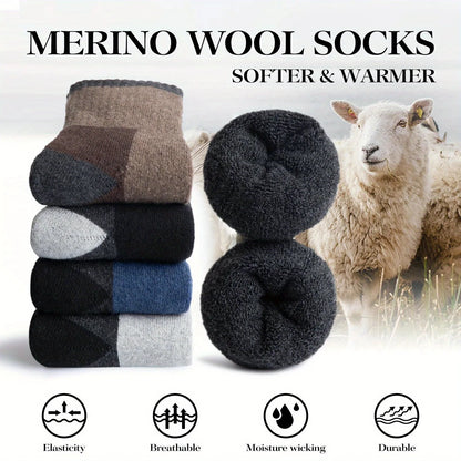 Winter Merino Wool Socks Thickened Warm Moisture Wicking Hiking Socks Men Women Thermal Breathable Durable Cycling Outdoor Socks
