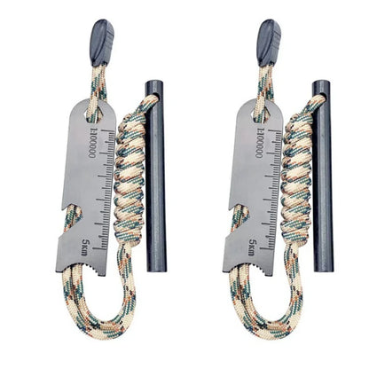 Outdoor Survival Fire Starter Multifunctional Ferrocerium Rod with Paracord & Scraper, Camping Emergency Flint Fire Steel