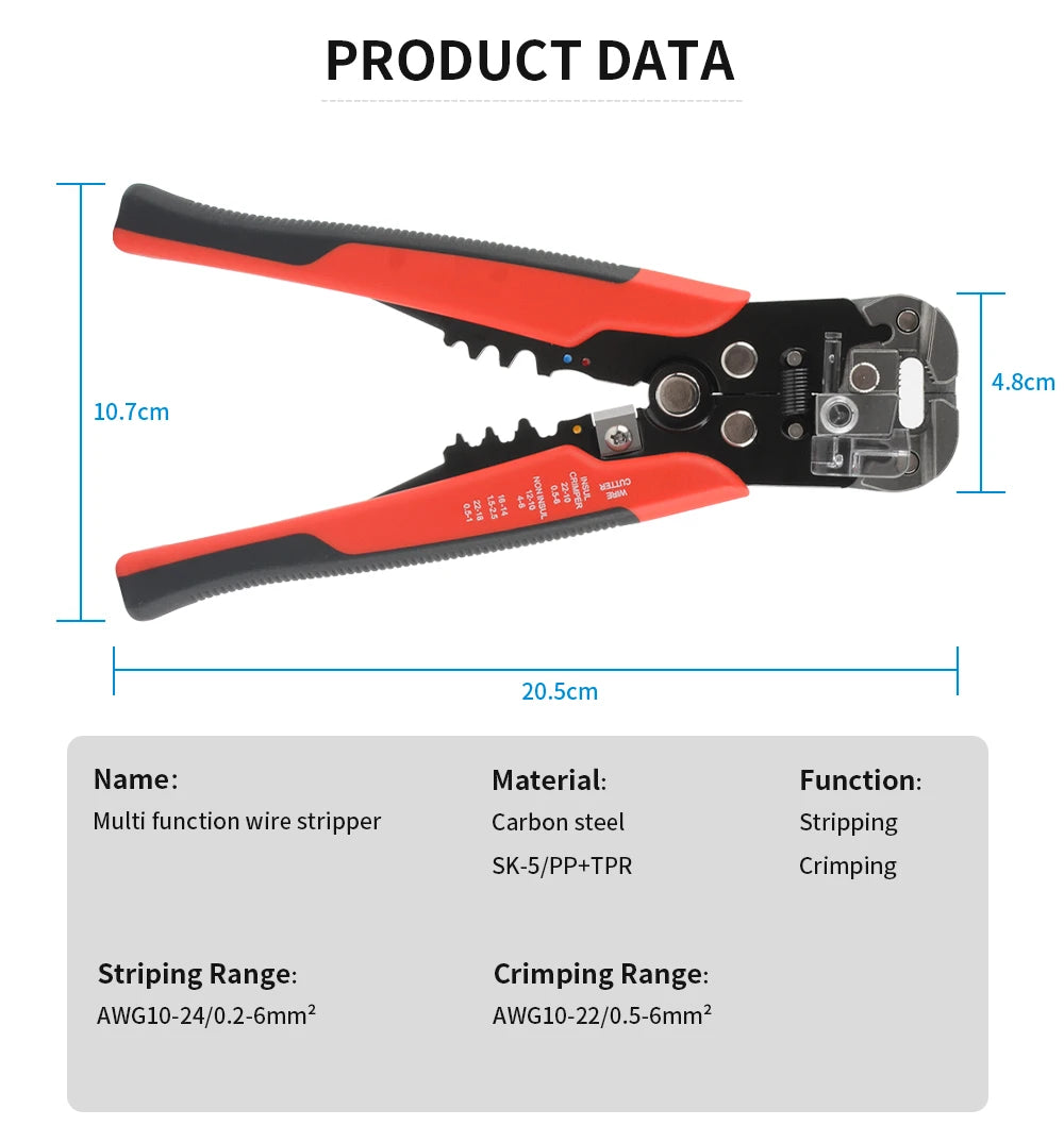 Professional Electrician Wire Tool Cable Wire Stripper Cutter Crimper Automatic Multifunctional Crimping Stripping Plier Tools