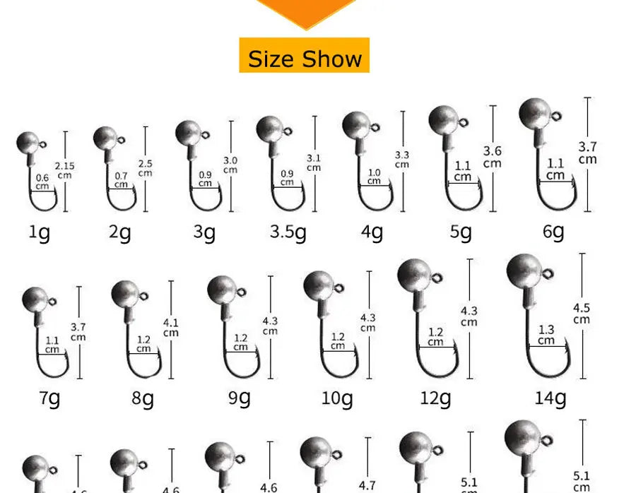 WODJYJ Jig Head Hooks (1g-28g)