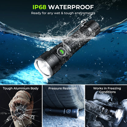 Wurkkos TS28 Tactical Flashlight 21700 Rechargeable 3200Lumens Portable Magnetic Tail Cap Flashlight IPX8 Waterproof Tail Switch