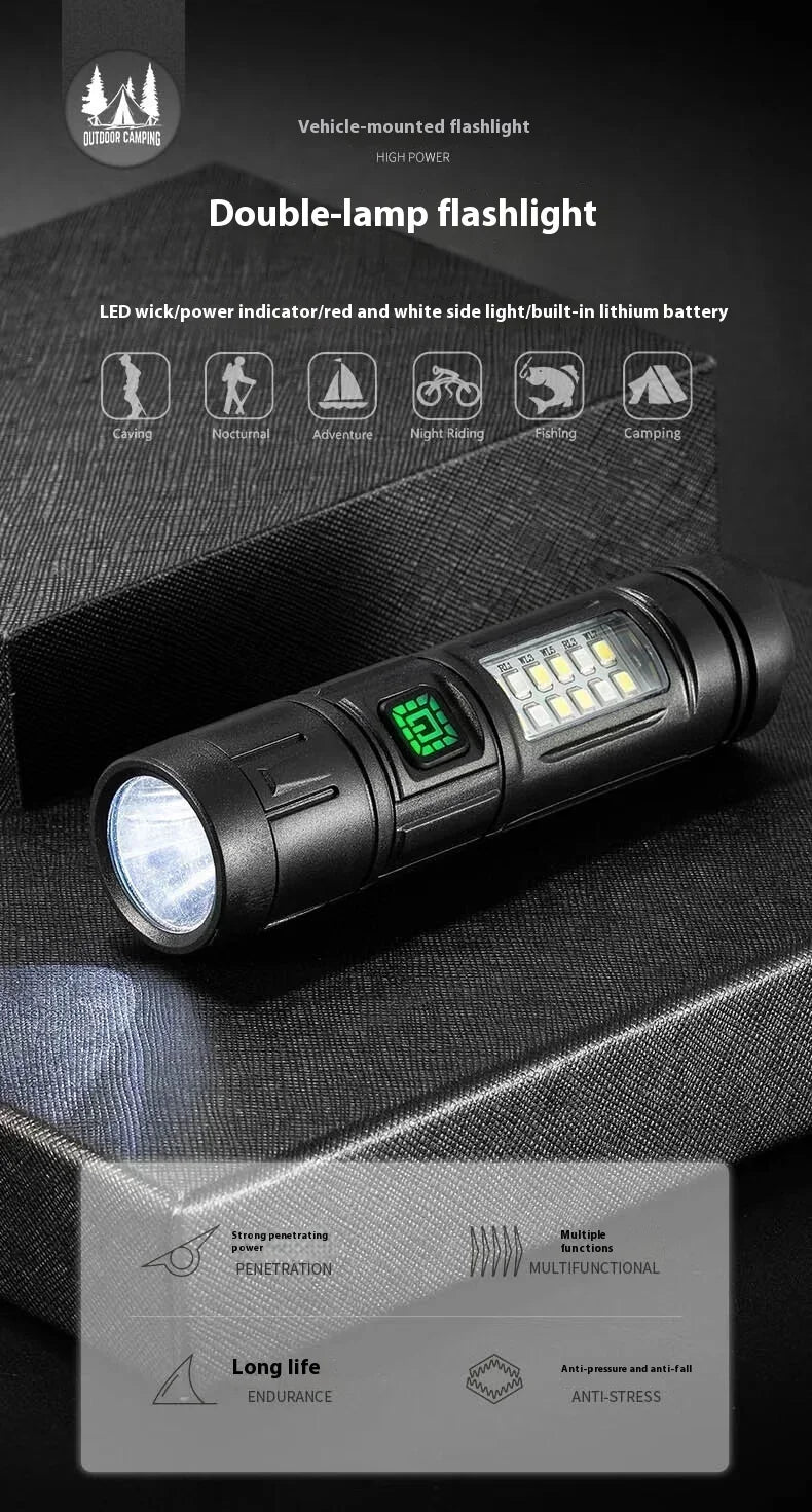 High Power Rechargeable LED Flashlight Strong Torch with Battery for Fishing Hunting Camping Lantern