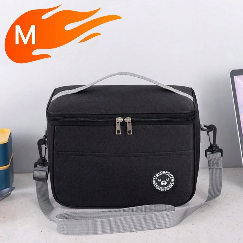 Capacity hand-held with shoulder strap insulated bag, lunch box bag, student thickened waterproof lunch bag。-zmt