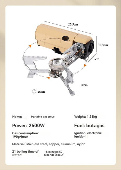 2600W Portable Folding Stove Camping Gas Stove Outdoor Hiking BBQ Travel Cooking Grill Cooker Cassette Gas Burner