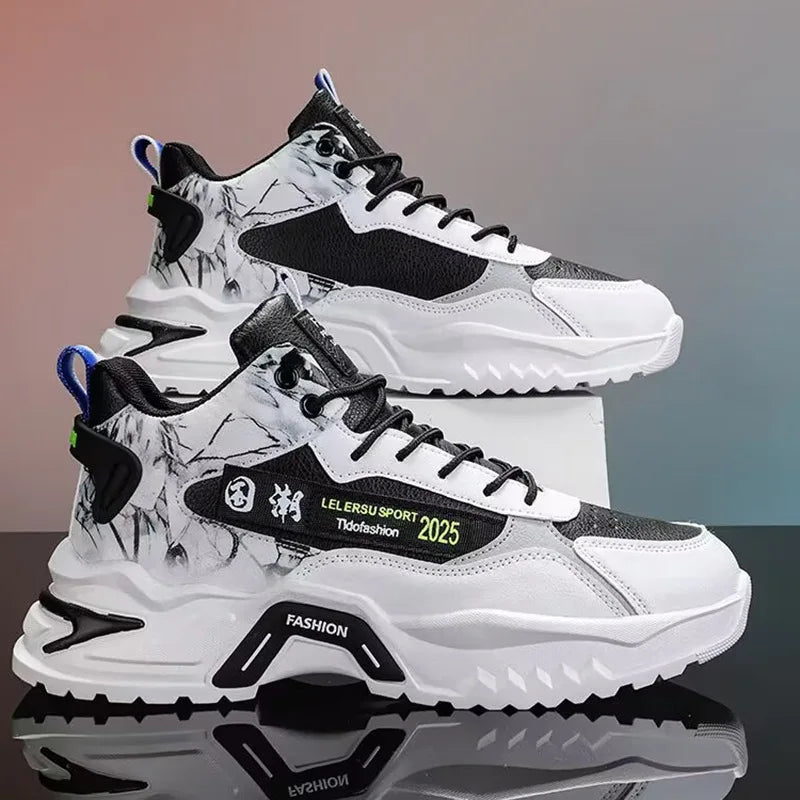 2025 Men’s Fashion Sneakers – Breathable Mesh Platform Running Shoes | Lightweight Casual Vulcanized Shoes