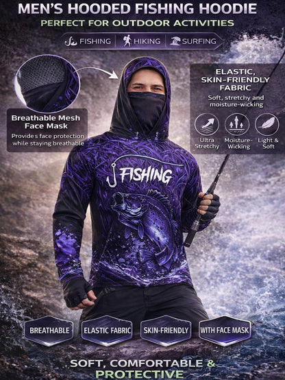 UPF 50+ Hooded Face Cover Fishing Shirt