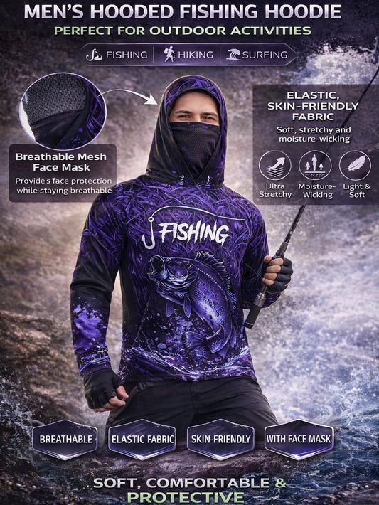 UPF 50+ Hooded Face Cover Fishing Shirt