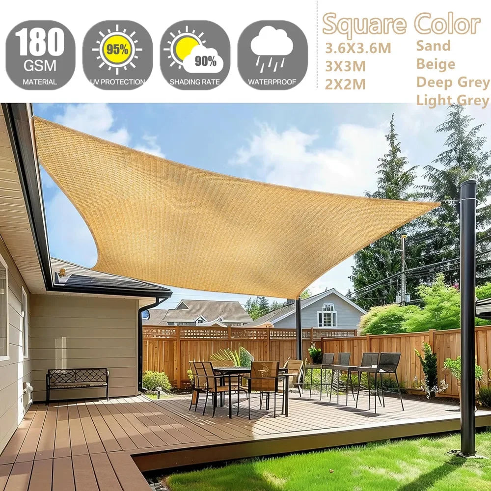3.6/3/2M Square Shade Sails Waterproof Rectangle Canopy Sun Shelter for Patio Pergola Yard Backyard Cover Awning Cloth Screen