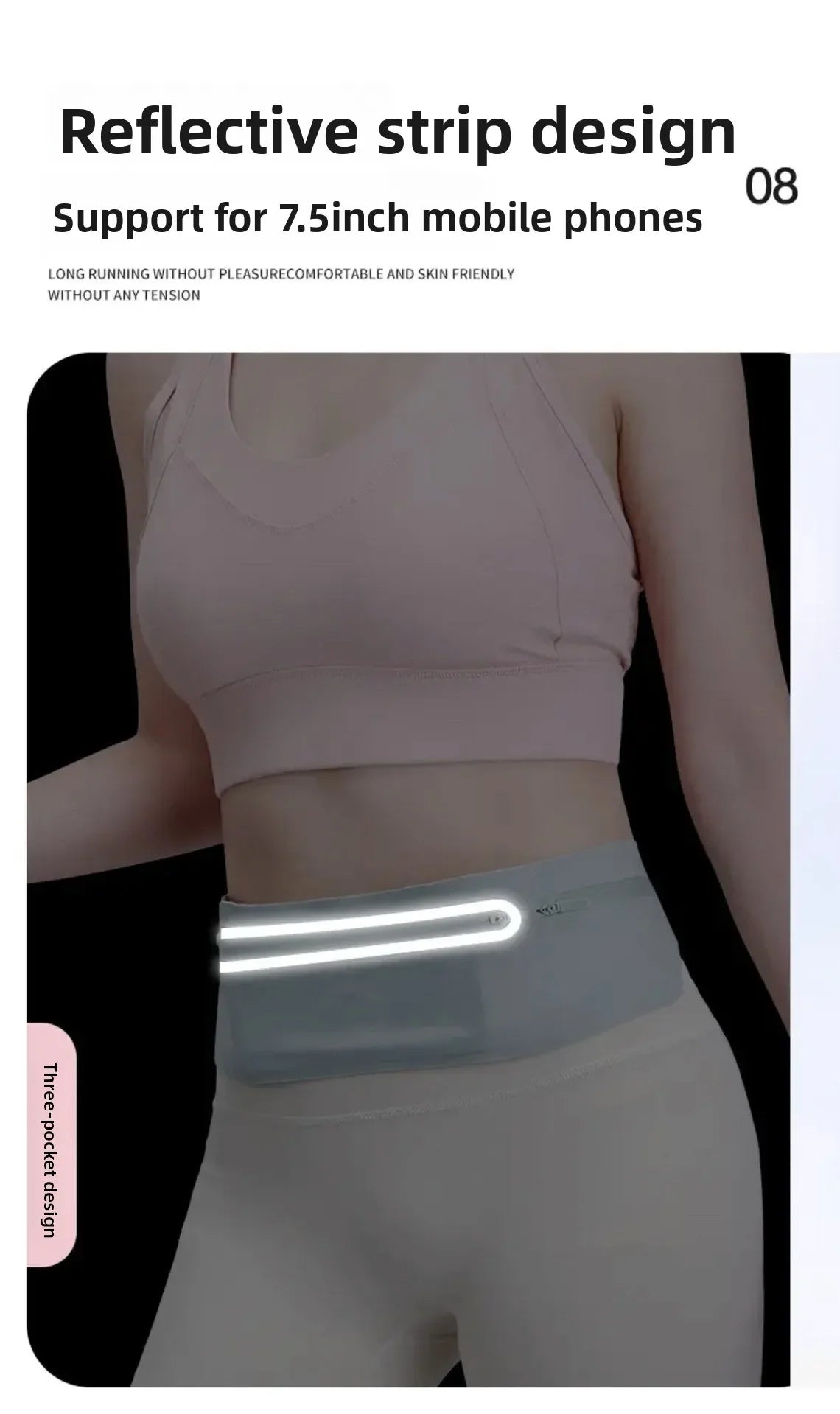 Running sports fanny pack Outdoor sports Lightweight waterproof invisible anti-theft equipment Men's and women's multi-function