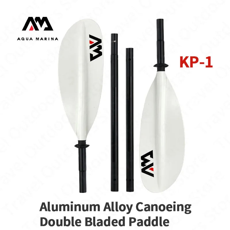 AQUA MARINA KP-1 Aluminum Alloy Double Bladed Paddle – 4-Section 230cm Kayak & Canoe Oar for Rowing & Surf Board
