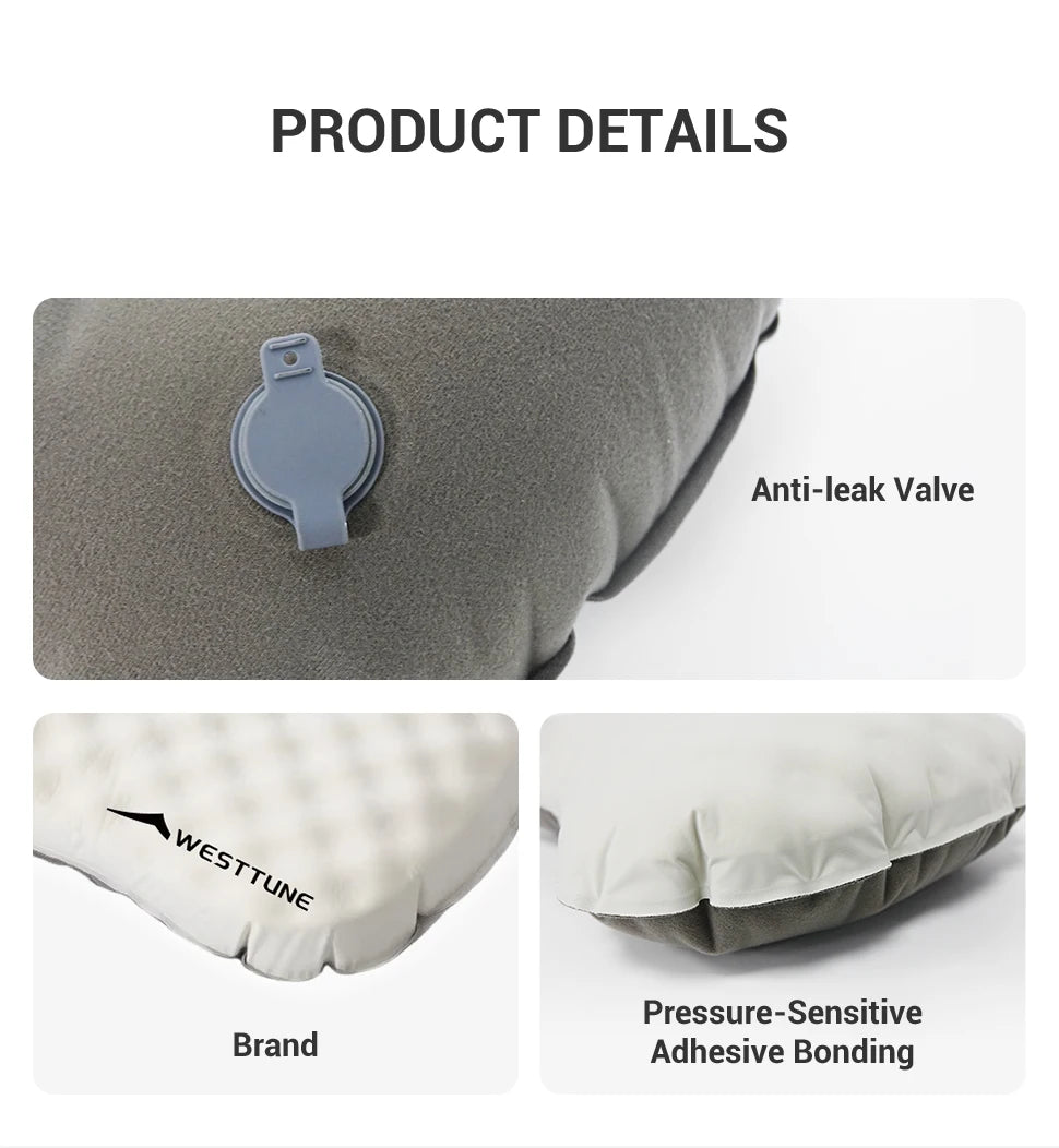 WESTTUNE Camping Inflatable Pillow Portable Compressible Folding Ice Sillky Pillow Outdoor Travel Pillow for Neck Lumbar Support