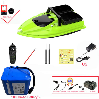 Sonar Bait Boat with Color Fish Finder Screen & Dual Hopper