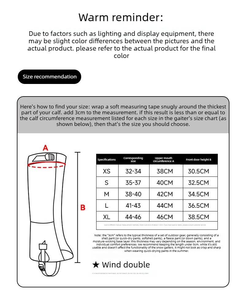 Outdoor Leg Warmers Gaiter Waterproof Hiking Travel Mountain Leggings Gaiters Long Tube Leggings Warmers Foot Cover