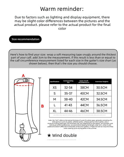 Outdoor Leg Warmers Gaiter Waterproof Hiking Travel Mountain Leggings Gaiters Long Tube Leggings Warmers Foot Cover