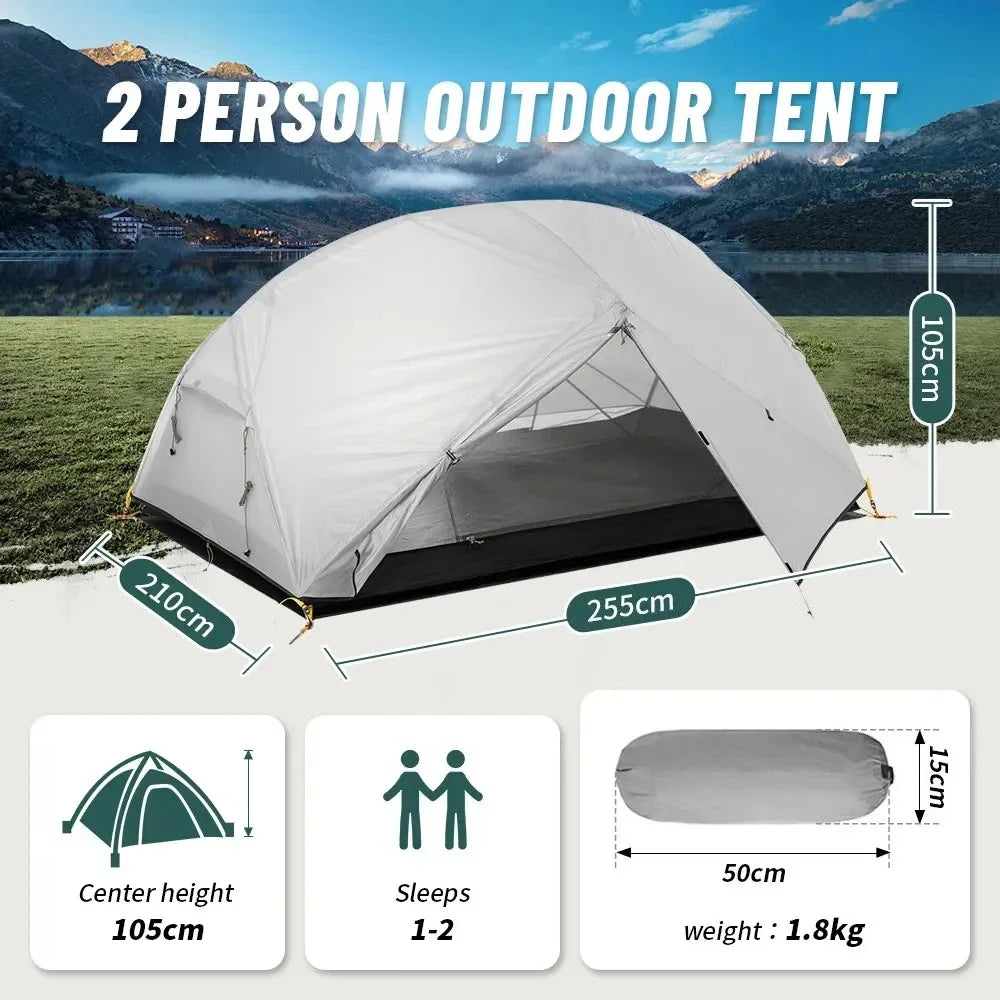 Mongar 2 Person Tent-Ultralight,Outdoor Travel,Double Layer Waterproof,3 SeasonPortableTent forCampingEnthusiasts andAdventurers