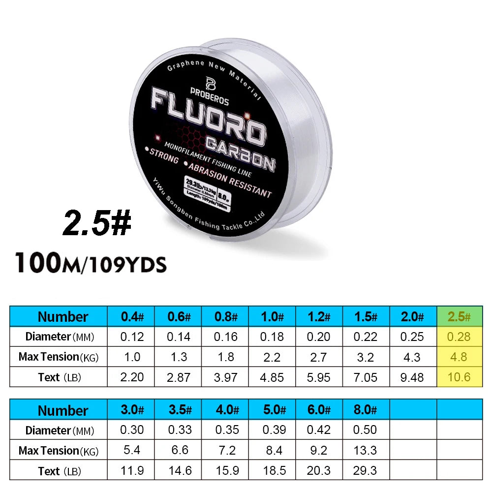 PRO BEROS Fluorocarbon Coated Line 100m (2.2-29.3 lb)