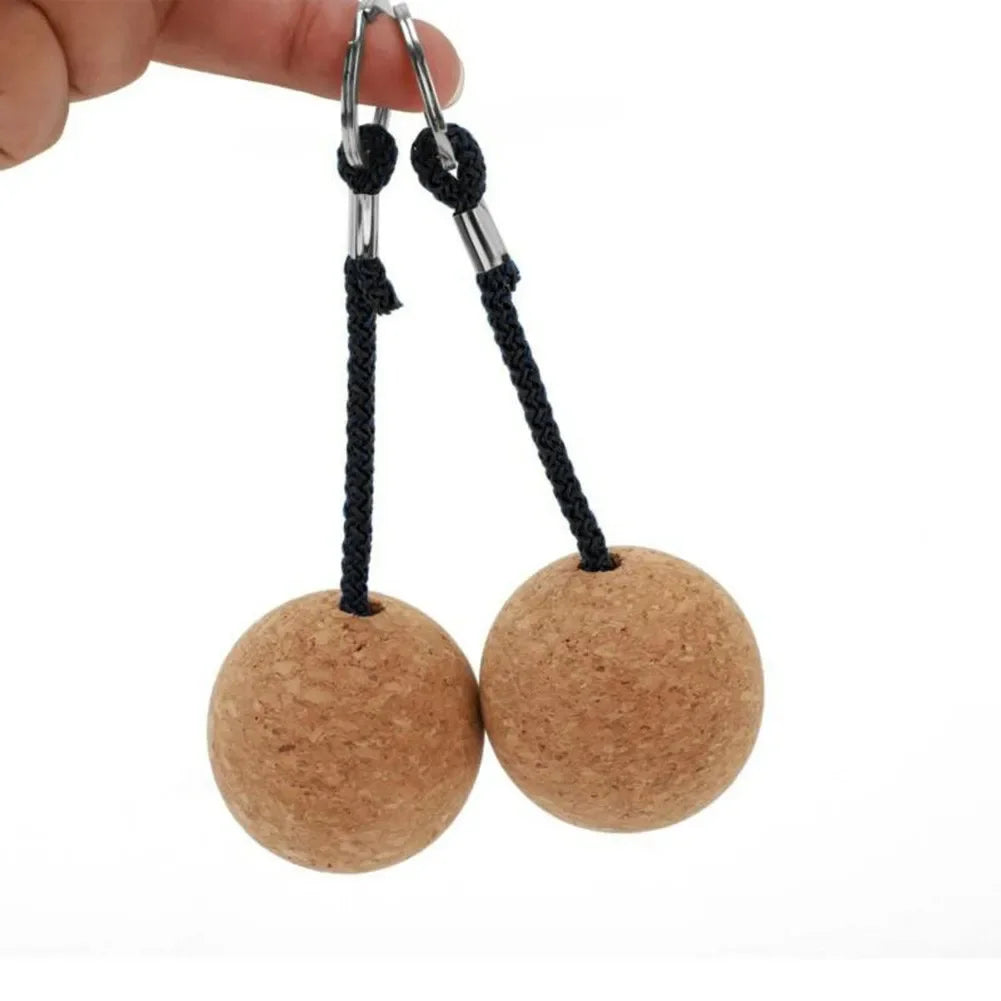 2PCS Floating Cork Ball Keychain – 50mm Buoyant Wooden Key Ring with Rope for Sailing, Kayak & Boat Accessories