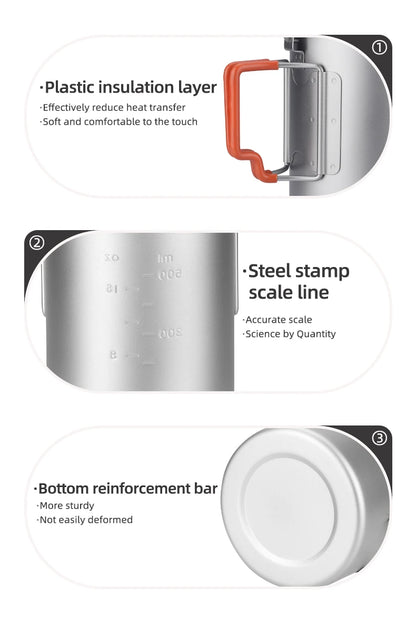 Tiartisan Outdoor Camping Pure Titanium Mug with Collapsible Handle Ultralight Portable Tea Cup Coffee Mug Drinkware