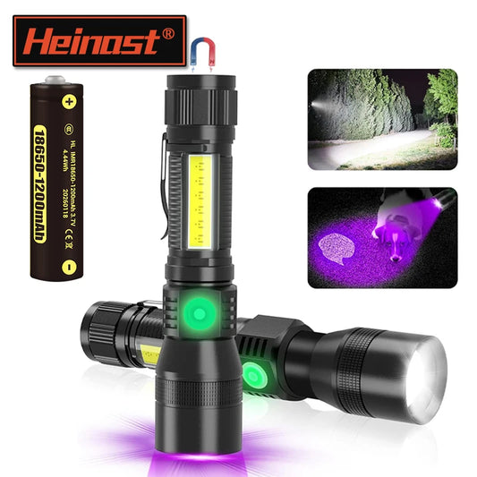 UV Light & Strong Light Flashlight USB Rechargeable Camping Lantern Pets Urine Stains Black Light Led Ultraviolet Torch Lamp