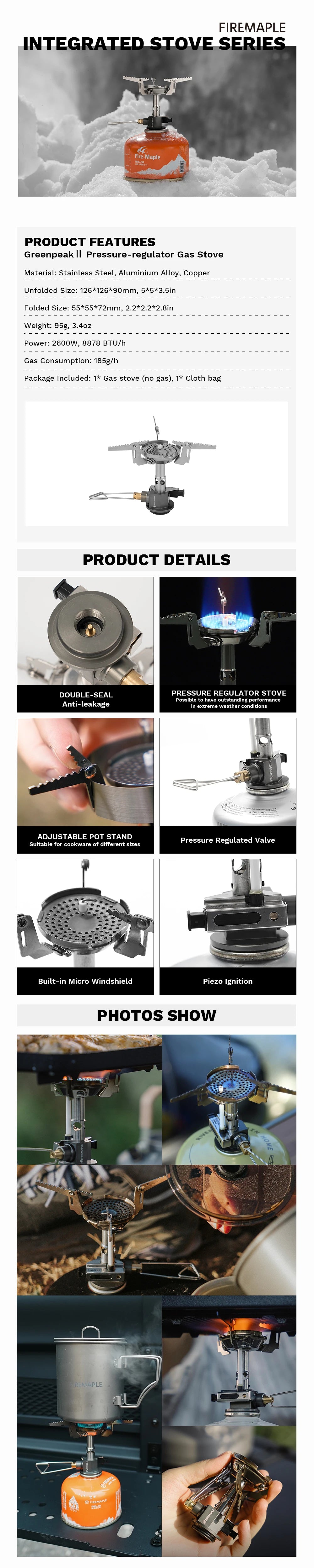 Fire-Maple GreenPeak II Regulated Backpacking Stove with Piezo Igniter